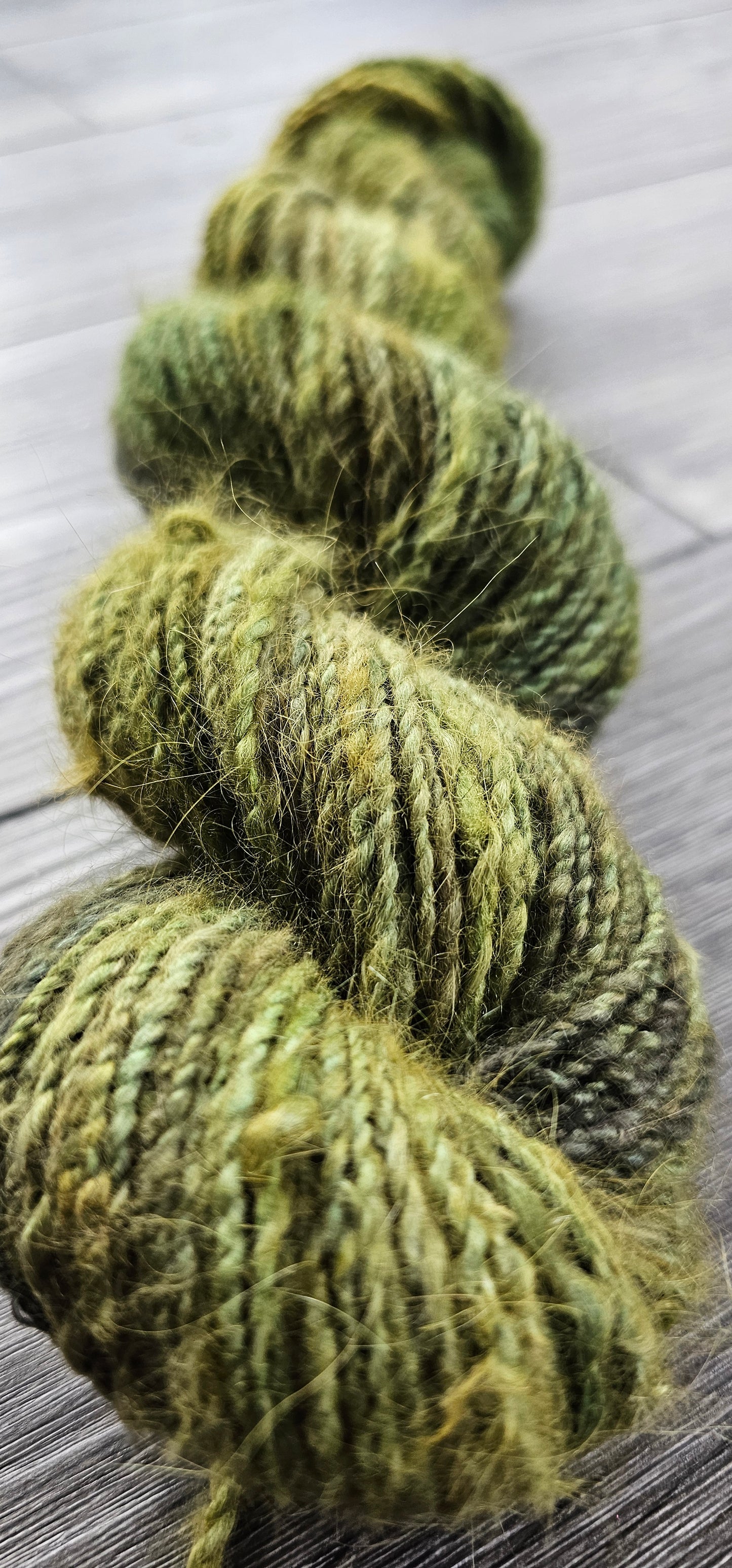 Hand-spun and hand-dyed English Angora rabbit yarn