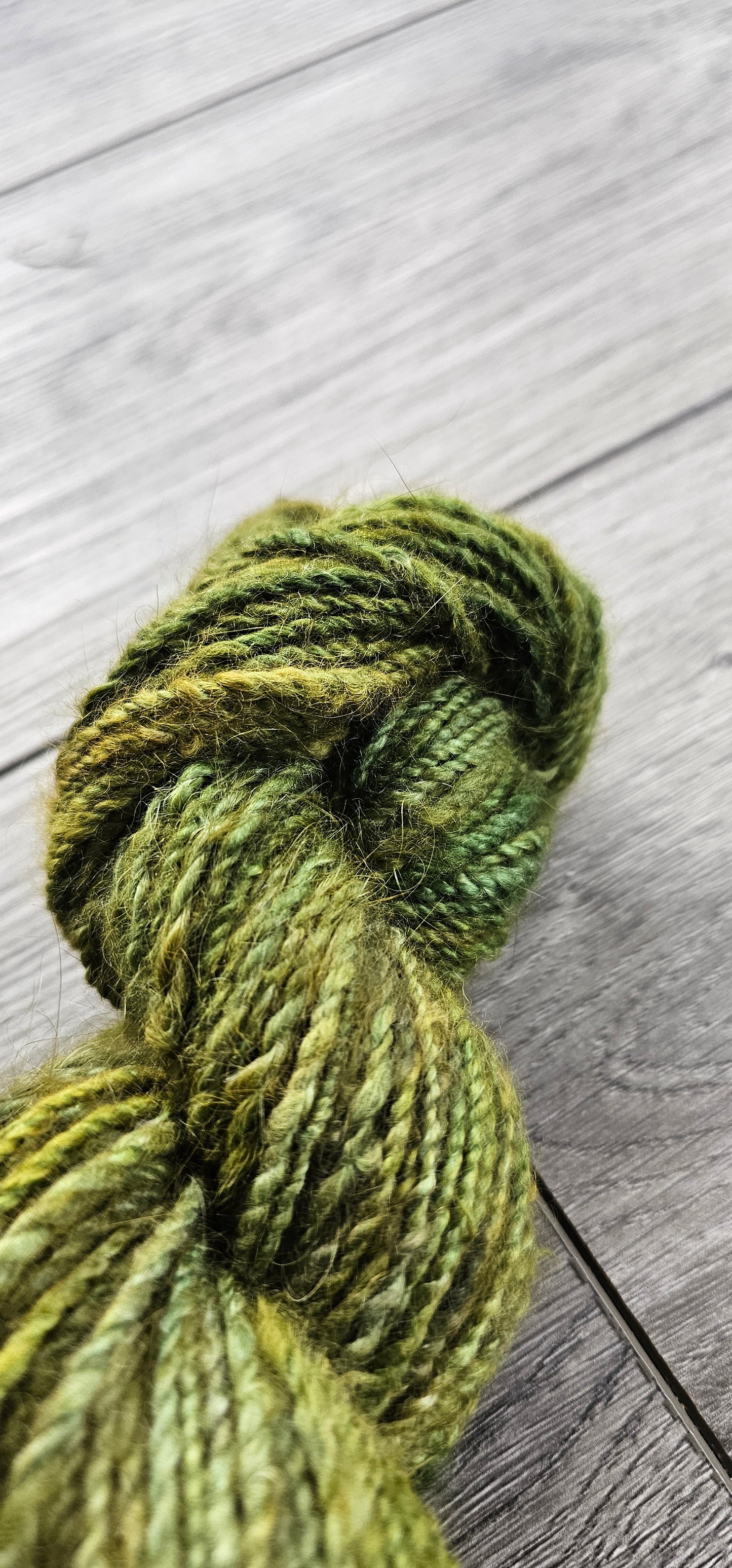 Hand-spun and hand-dyed English Angora rabbit yarn